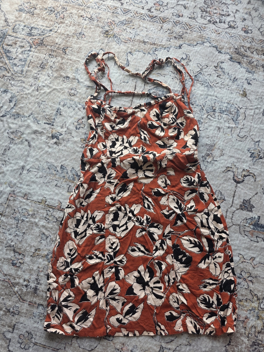 Free People Orange Floral Cami Slip Dress